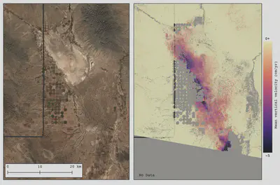 Mean subsidence velocity at the US/Mexico border (2018)